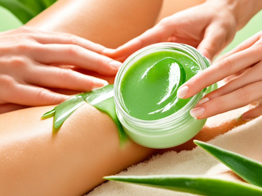 Sunburn treatment with aloe vera and moisturizing lotion